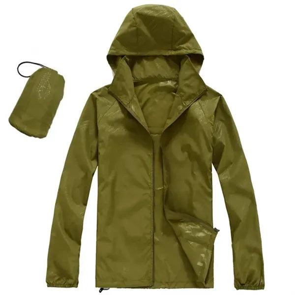 Hooded Drawstring Outdoor Anorak with Pouch