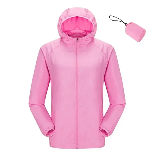 Hooded Drawstring Outdoor Anorak with Pouch