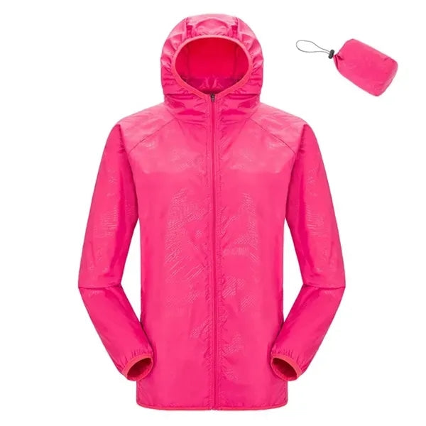 Hooded Drawstring Outdoor Anorak with Pouch