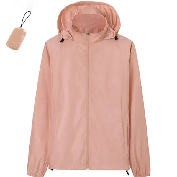 Hooded Drawstring Outdoor Anorak with Pouch
