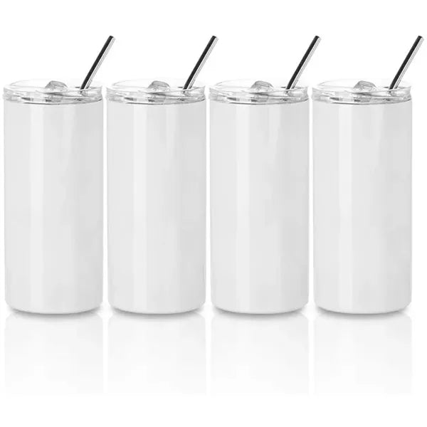 16 oz Stainless Steel Skinny Tumbler with Straw