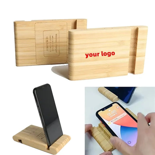15w Bamboo Wireless Phone Fast Charger Stand
