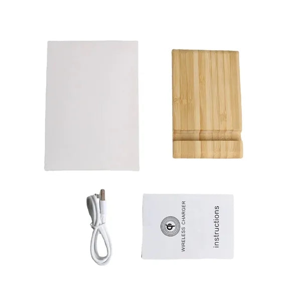 15w Bamboo Wireless Phone Fast Charger Stand