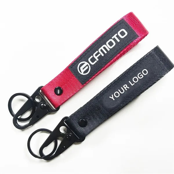 Short Fabric Lanyard Keychain with Carabiner Hook