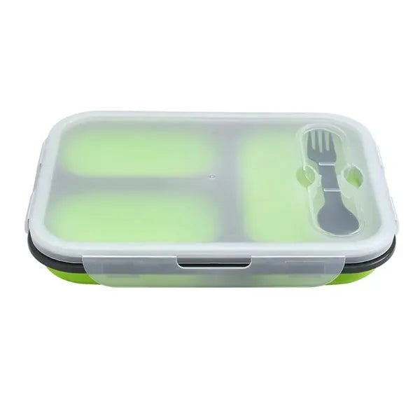 Silicone Collapsible 3 Compartments Lunch Box
