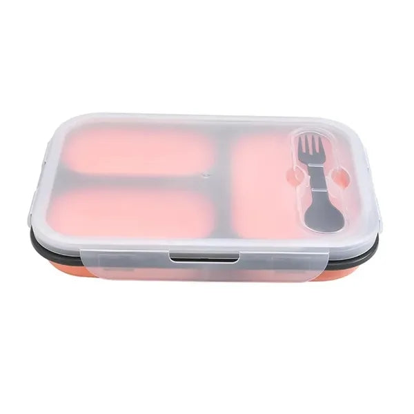 Silicone Collapsible 3 Compartments Lunch Box