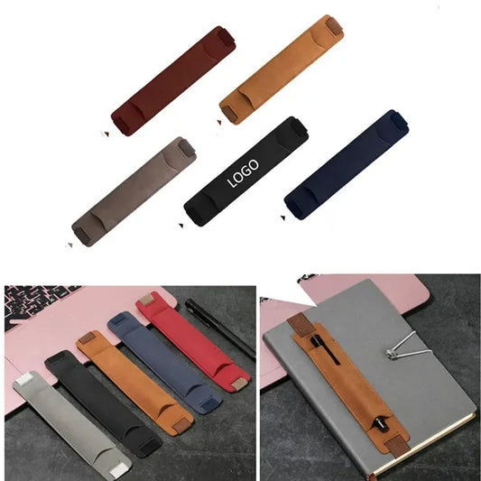 Elastic Leather Pen Holder with Adjustable Band