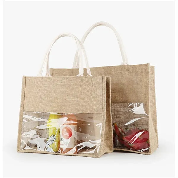 Jute Tote Bag With PVC Film Window