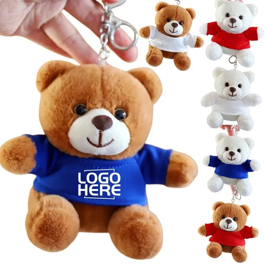 Cute Plush Teddy Bear Keychain with Custom Logo