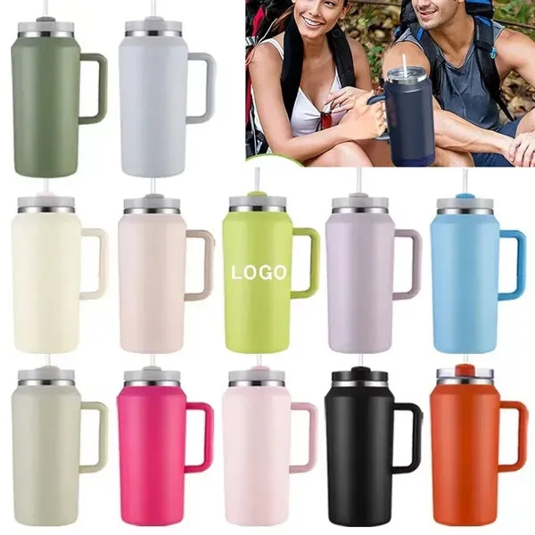 64 oz Large Capacity Tumbler with Handle and Straw Lid
