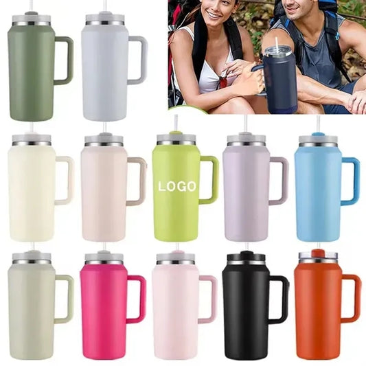 64 oz Large Capacity Tumbler with Handle and Straw Lid