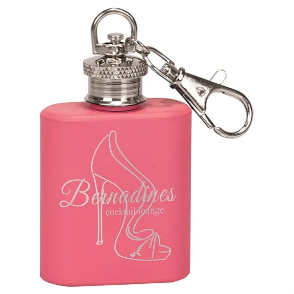 1oz. Pink Stainless Steel Flask Keychain