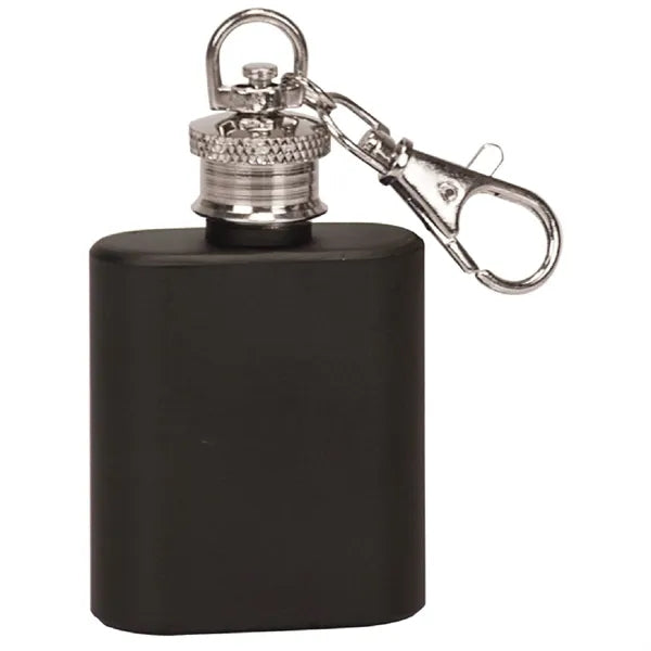 1oz. Black Stainless Steel Flask Keychain