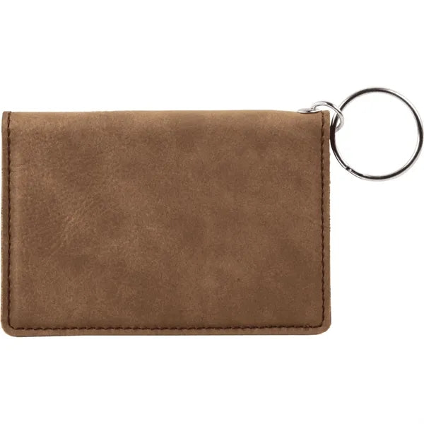 Dark Brown Leatherette Keychain ID Holder