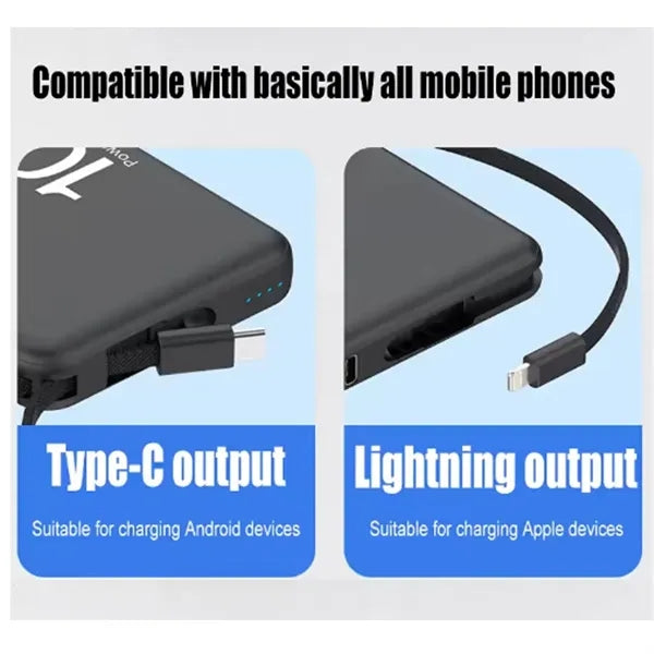 10000mAh Portable Battery Pack Built in Cable