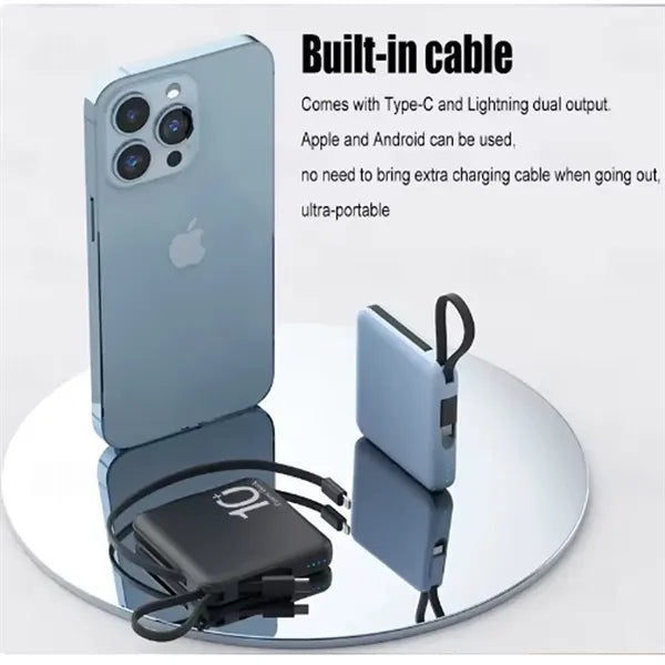 10000mAh Portable Battery Pack Built in Cable