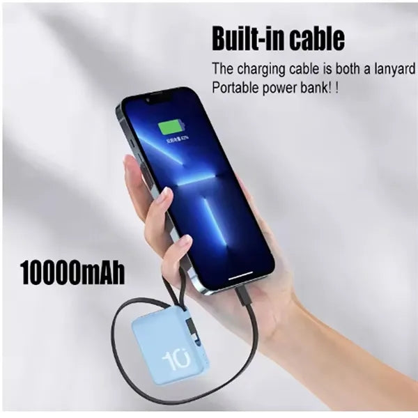 10000mAh Portable Battery Pack Built in Cable