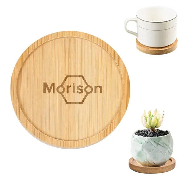 3.75" Round Bamboo Coaster/Saucer