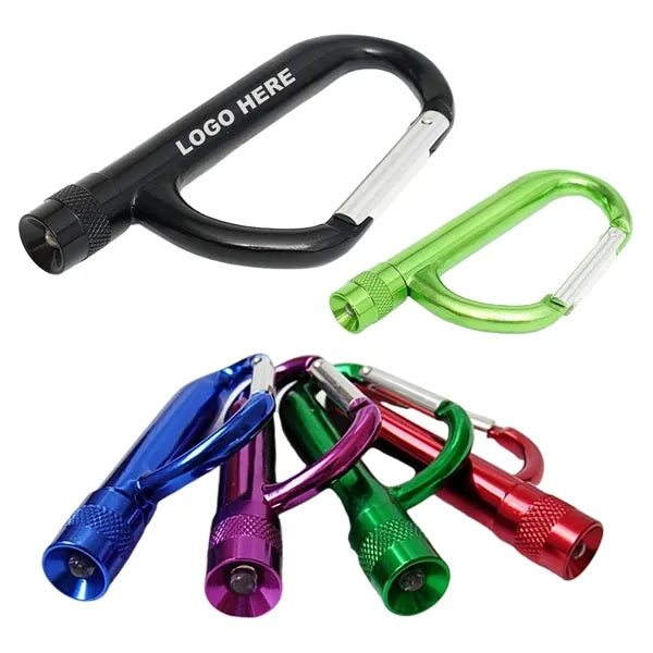 Aluminum Alloy Carabiner with LED Flashlight for Outdoors