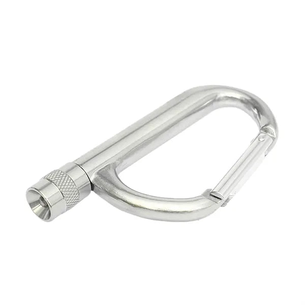 Aluminum Alloy Carabiner with LED Flashlight for Outdoors