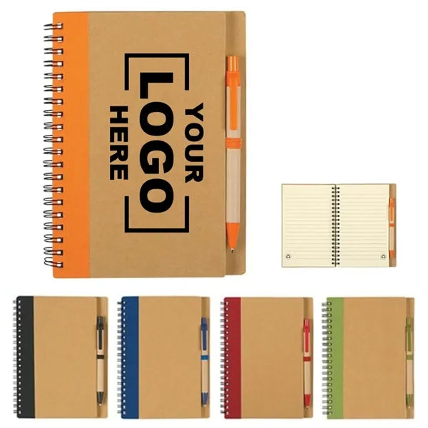 5" x 7" Mix Eco-Friendly Spiral Notebook With Pen