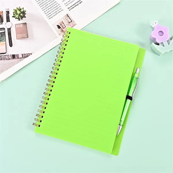 A5 Spiral Notebook with Pen and Polypropylene Covers