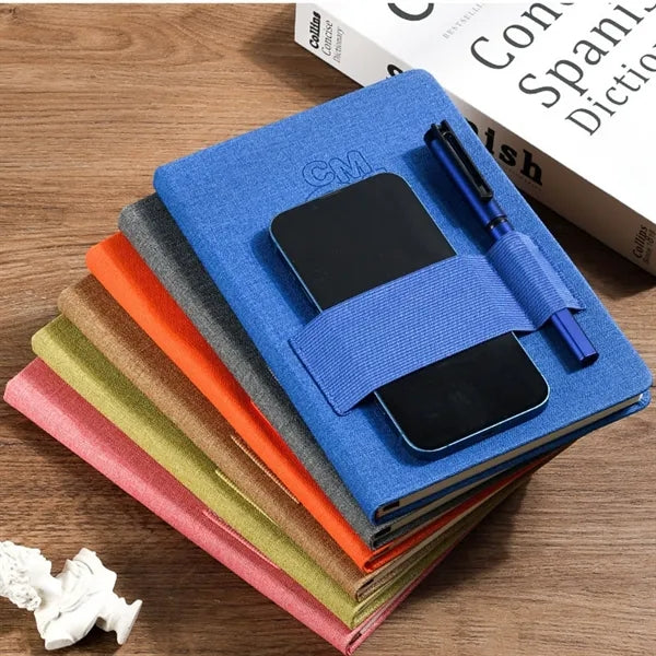 Textured Hardcover Journal with Phone and Pen Holder