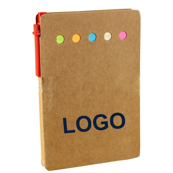 Eco flip top notebook with pen and sticky notes