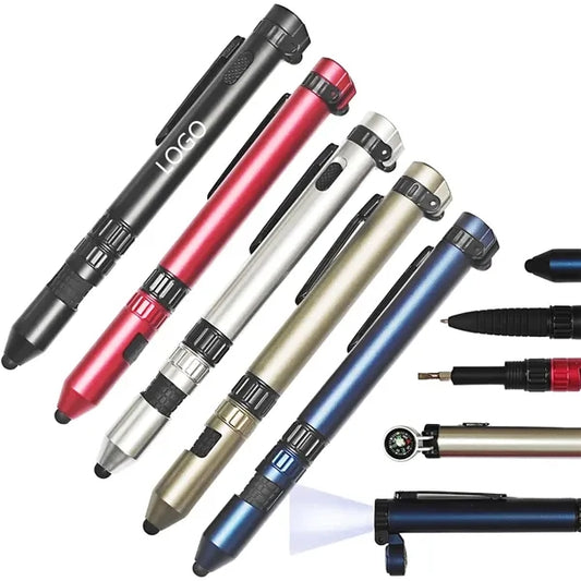 6 In 1 Compass Led Screwdriver Stylus Ballpoint Pen