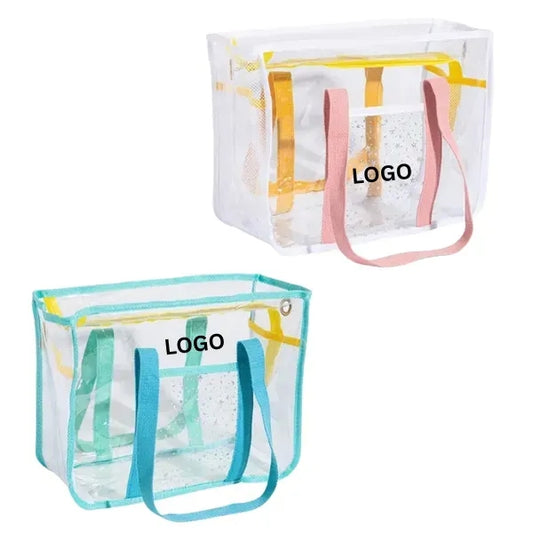 Clear PVC Zipper Beach Tote Bag - Large Capacity