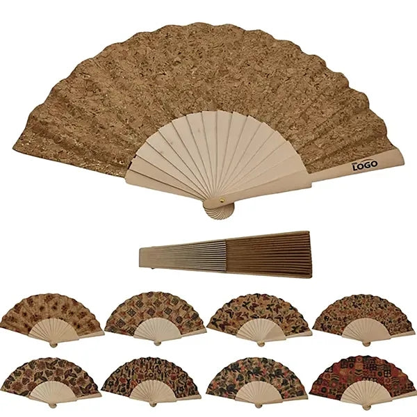 Bohemian Cork Folding Fan
