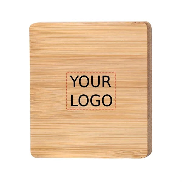 Square Bamboo Wood Coaster with Opener