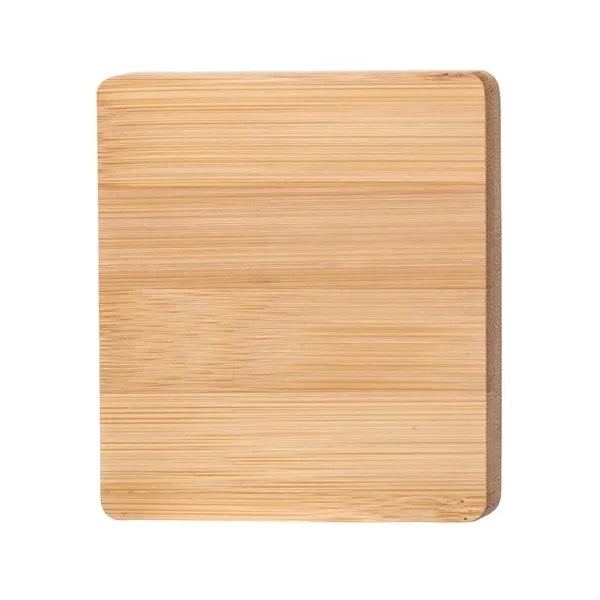 Square Bamboo Wood Coaster with Opener