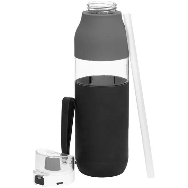 25 oz h2go Void Single Wall Plastic Bottle w/Straw/Sleeve