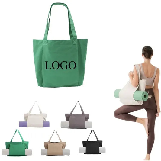 Portable Canvas Foldable Yoga Mat Bag With Shoulder Strap