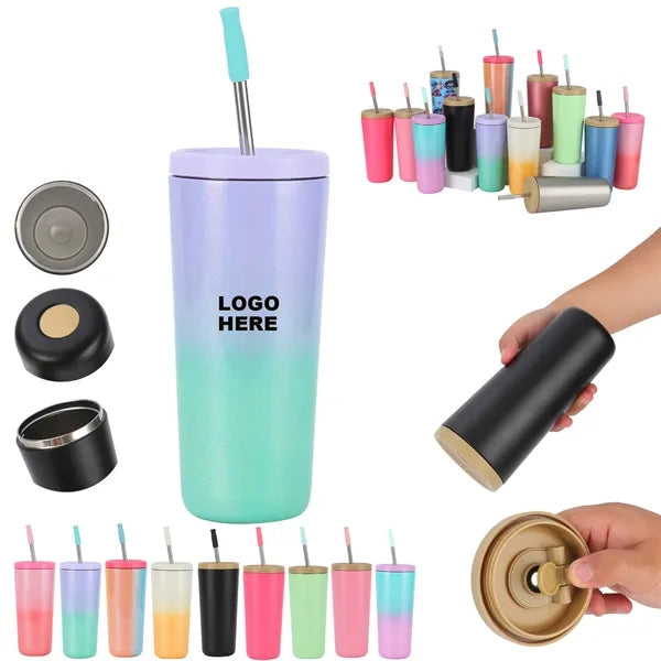 Gradient Stainless Steel Tumbler with Straw