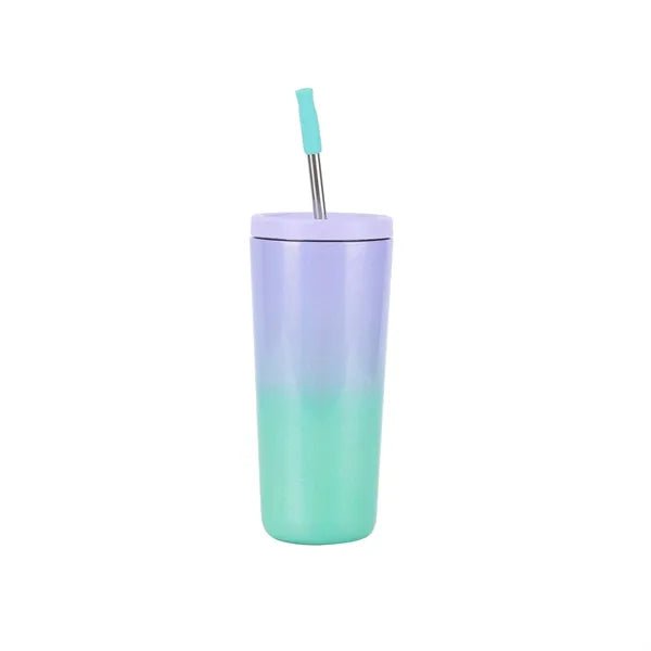 Gradient Stainless Steel Tumbler with Straw
