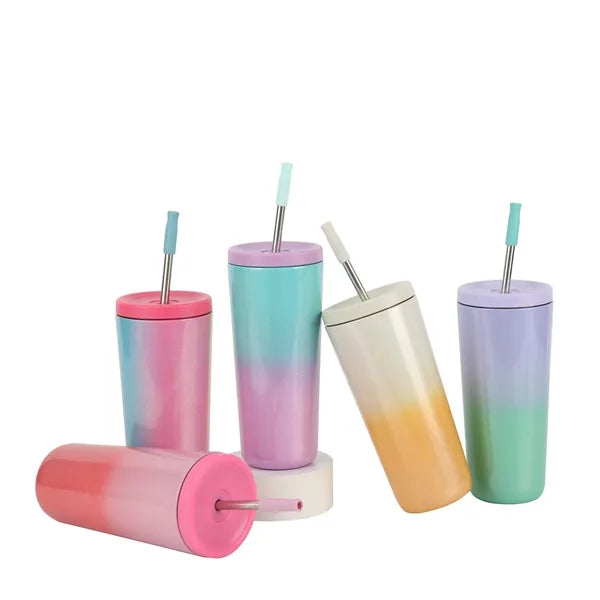 Gradient Stainless Steel Tumbler with Straw
