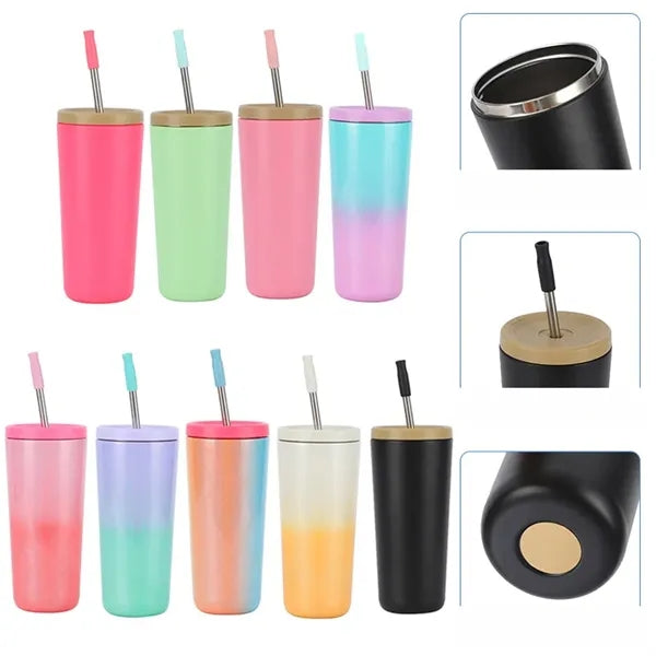 Gradient Stainless Steel Tumbler with Straw