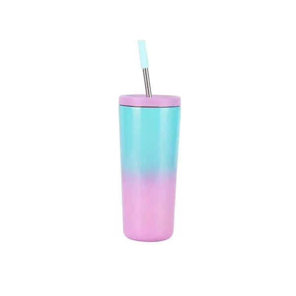 Gradient Stainless Steel Tumbler with Straw