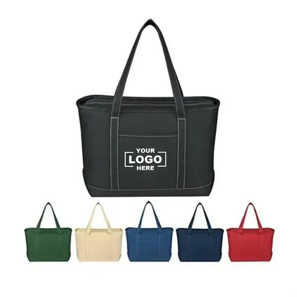 Stylish Oxford Tote Bag With Top Zipper Closure