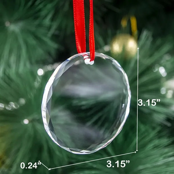 Sparkling Crystal Glass Christmas Ornament With UV Printing