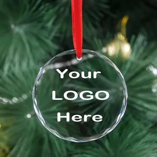 Sparkling Crystal Glass Christmas Ornament With UV Printing