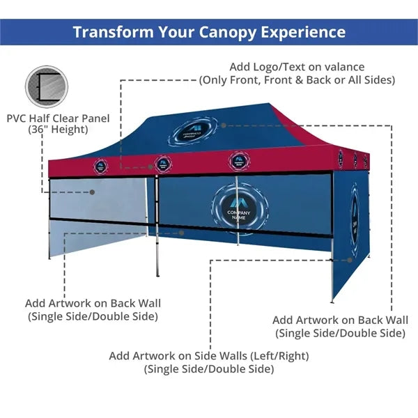 20 Ft Aluminum Canopy Tent (Topper + Frame + Back Wall)