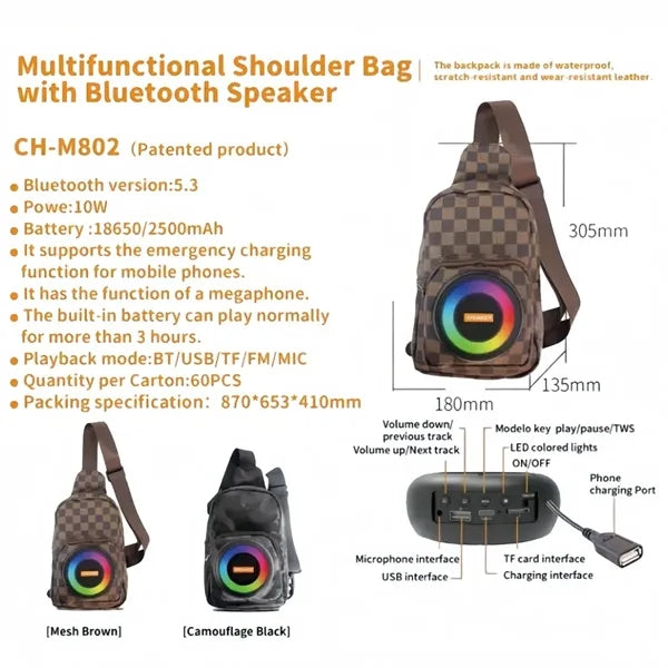 Multifunctional speaker backpack