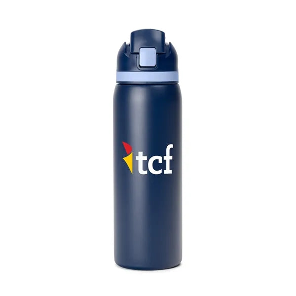 Two-Toned 27oz. Stainless Steel Pop Straw Bottle