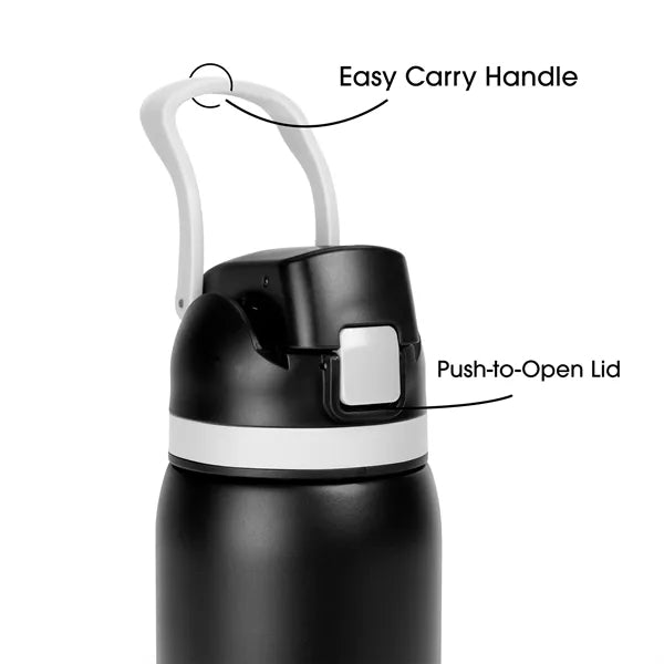 Two-Toned 27oz. Stainless Steel Pop Straw Bottle