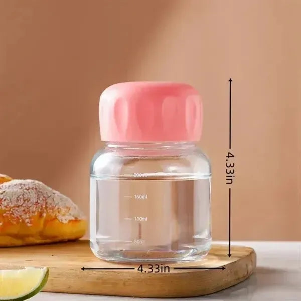 Small Borosilicate Glass Juice Bottle with Lid