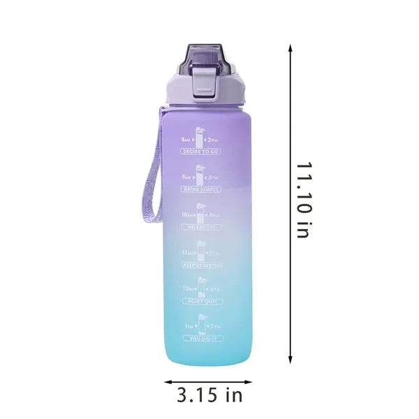 Sports gym BPA free 33oz water bottle with time marker