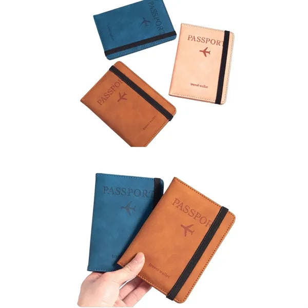Leather Multi-Card Passport Holder -RFID Blocking Travel Wa